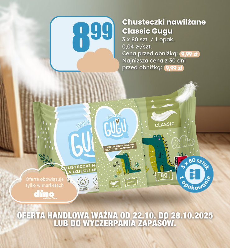 chusteczki nawilżane classic gugu dino