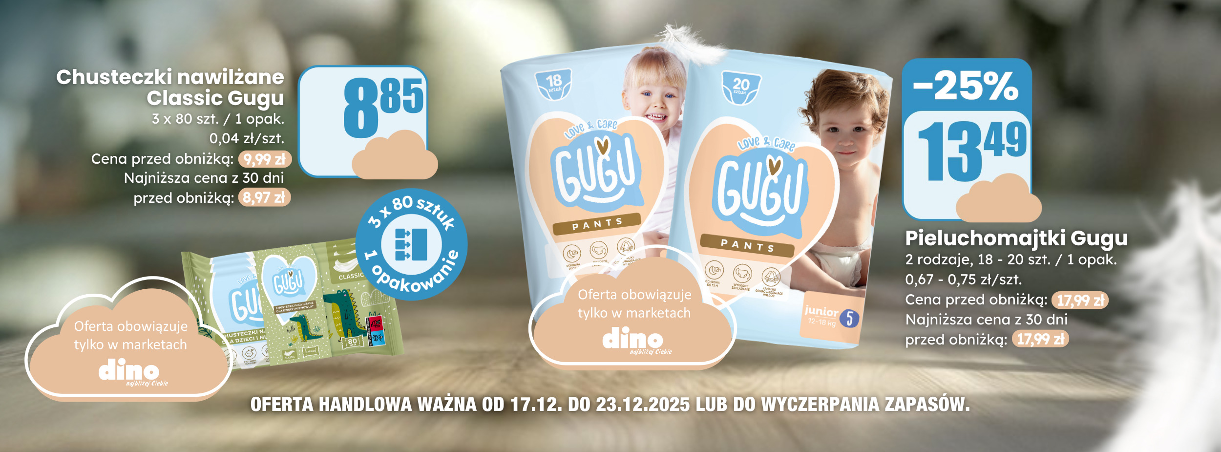 chusteczki nawilżane classic gugu tylko w dino