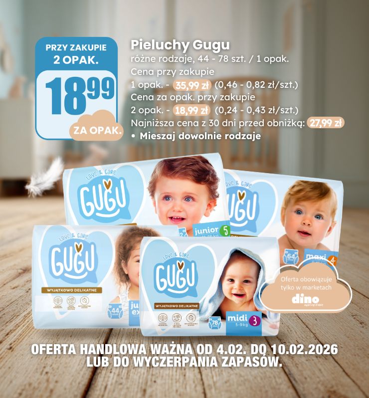 gugu dla dzieci pieluchy dostępne w dino