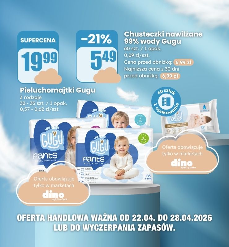 chusteczki i pieluchomajtki gugu