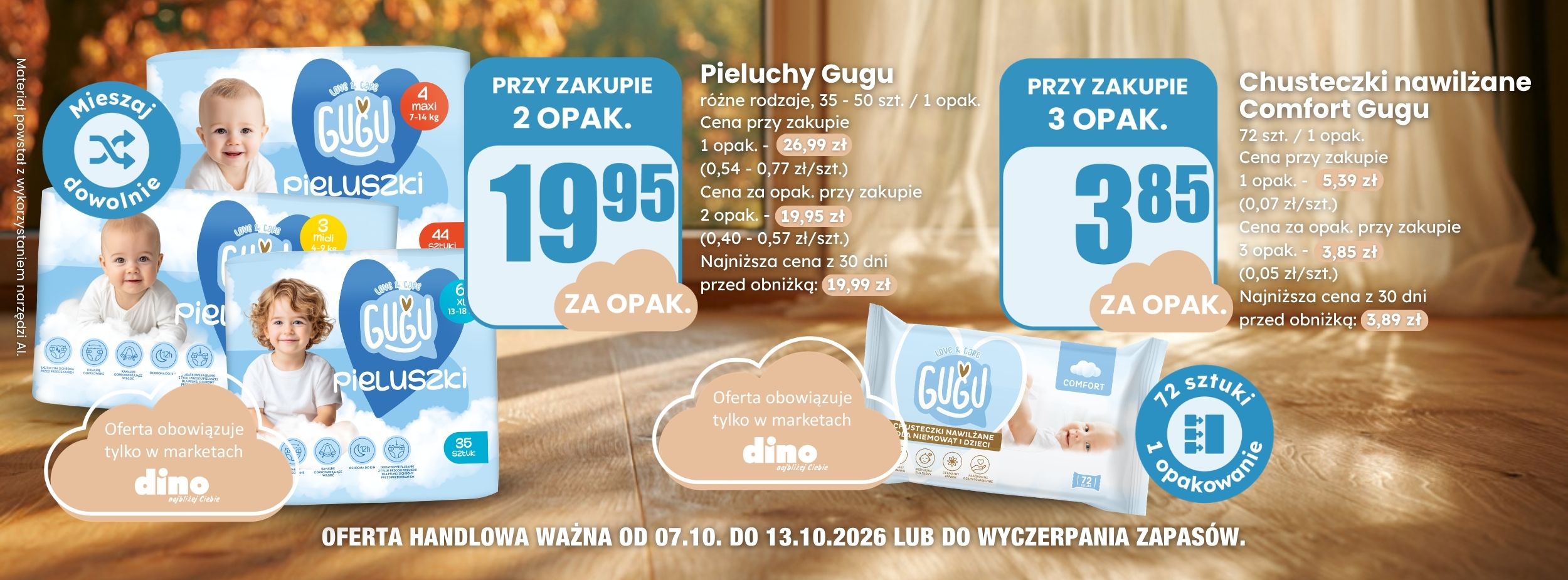 chusteczki i pieluchy gugu